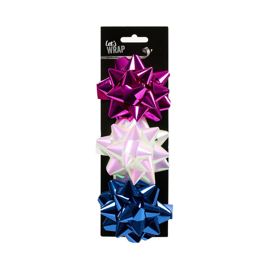 Star Bow Bright 9cm 3pk