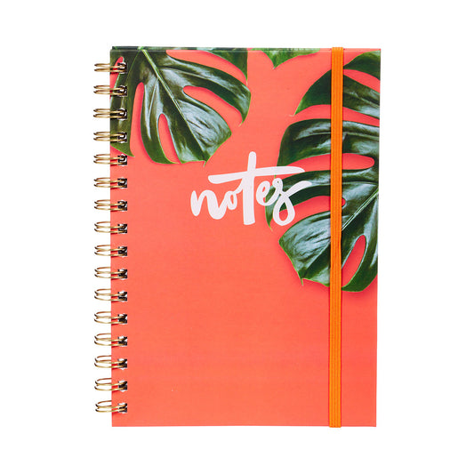 A5 Notebook Wiro Bound Coral Palms 160pg