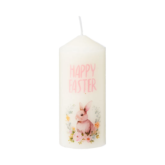 Pillar Candle White Printed