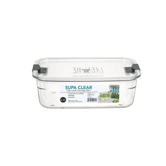 Supa Clear Storage Box Clip Lock 3.2L