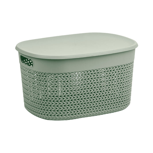 Studio Knit Basket Oval With Lid Sage 17.5L