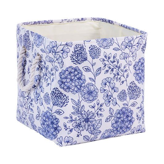 Cotton Cube Basket Blue Floral