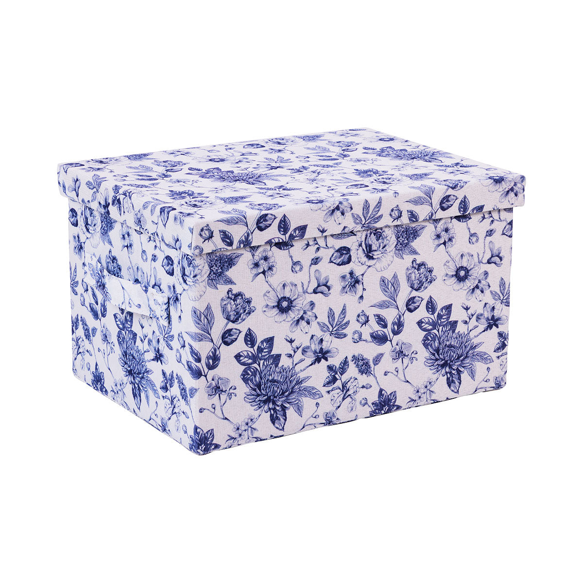 Lidded Storage Box Blue Floral Large