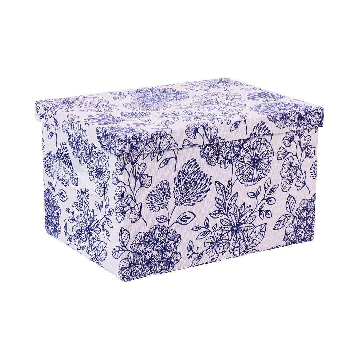 Lidded Storage Box Blue Floral Large