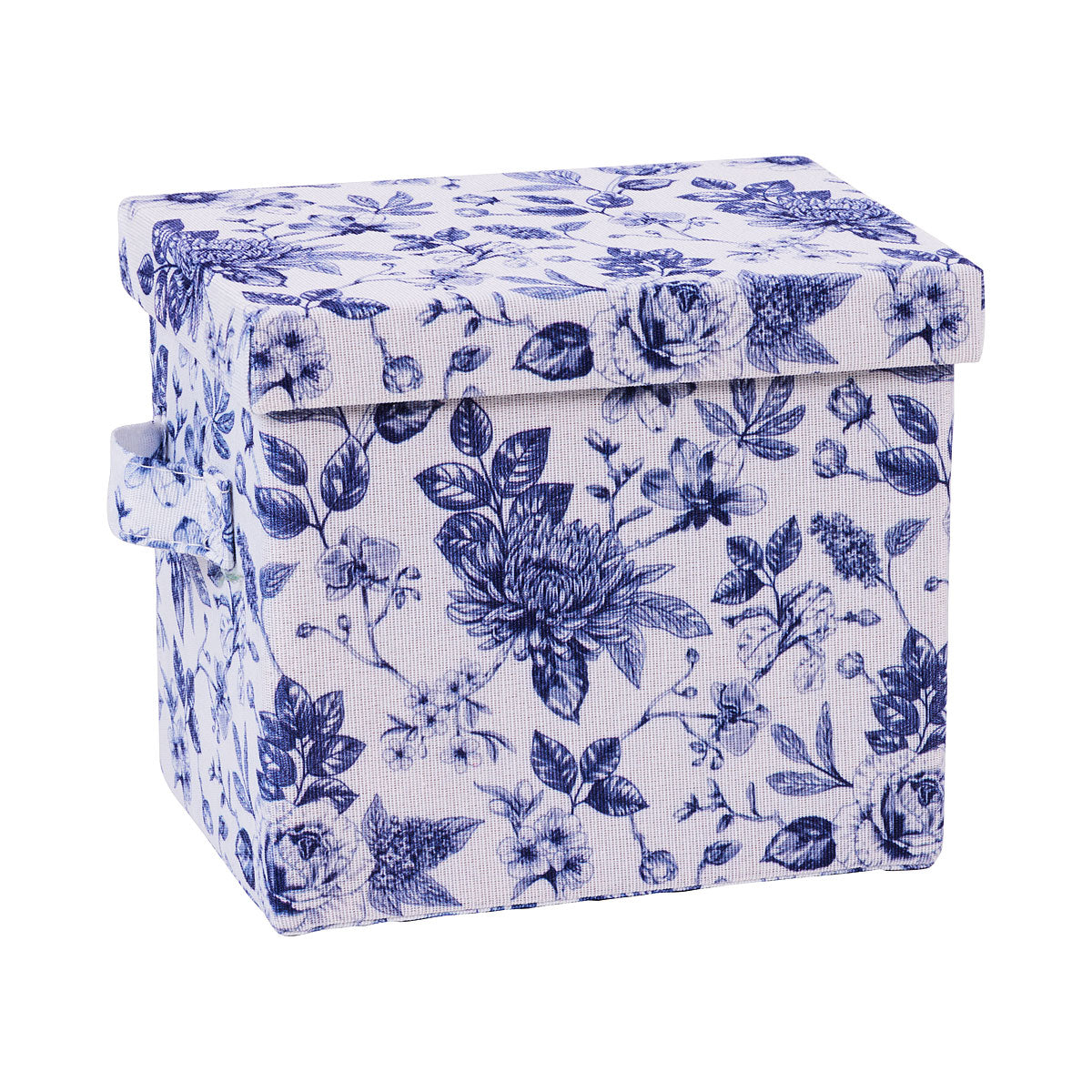 Lidded Storage Box Blue Floral Small