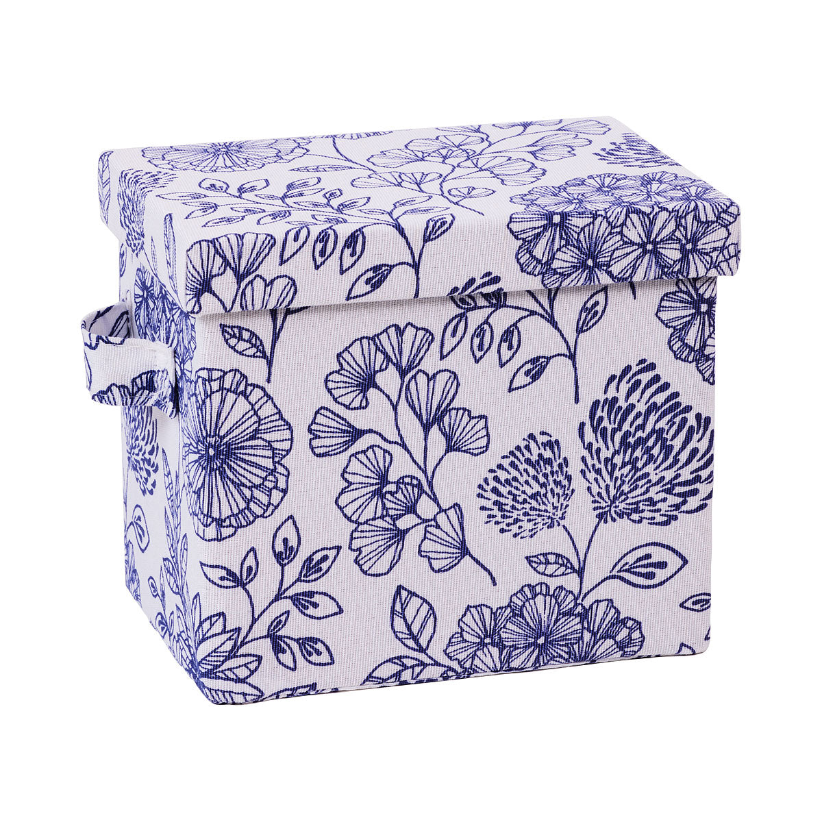 Lidded Storage Box Blue Floral Small