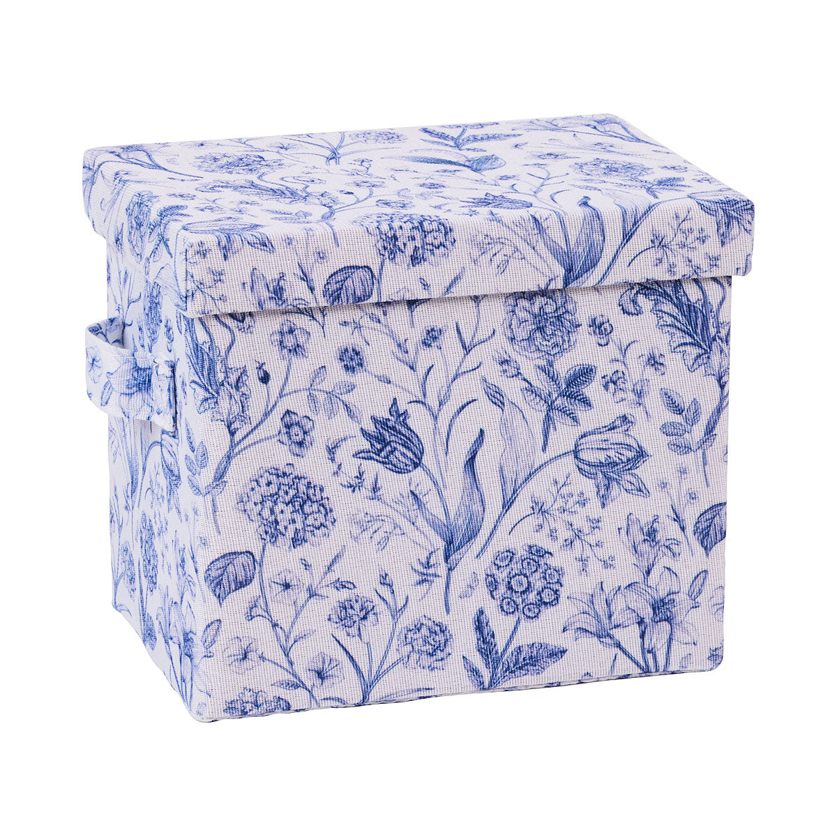 Lidded Storage Box Blue Floral Small