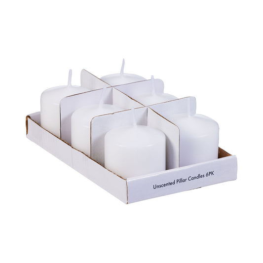 Candle Votive Pillar Unscented 6pk