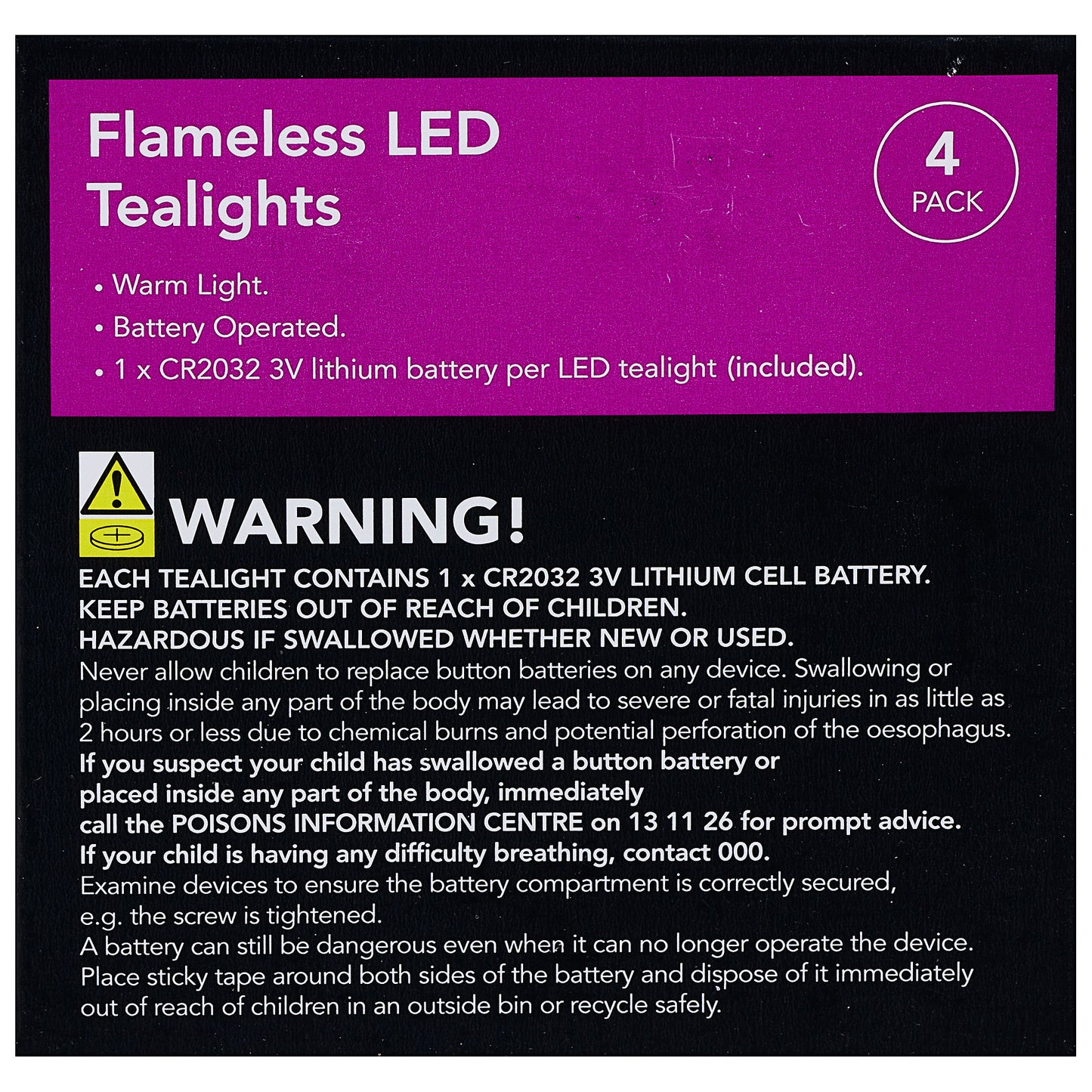 LED Tealights 4pk