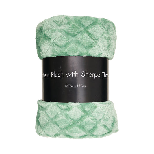 Sherpa Throw Patterned Green 127x152cm