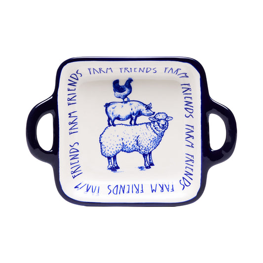 Farm Animals Square Baking Dish Blue Assorted