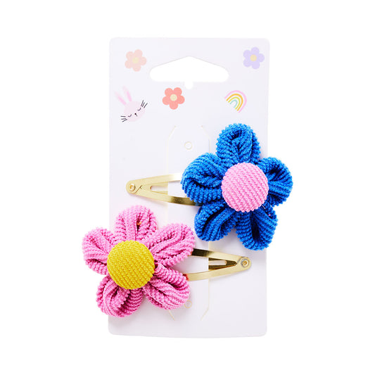 Cord Daisy Hair Clip 2pk