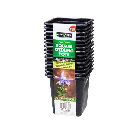15pc Square Seedling Pot Black 7.5x7.5x8cm