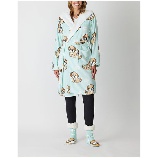 Adult Dressing Gown Cavoodle Light Blue