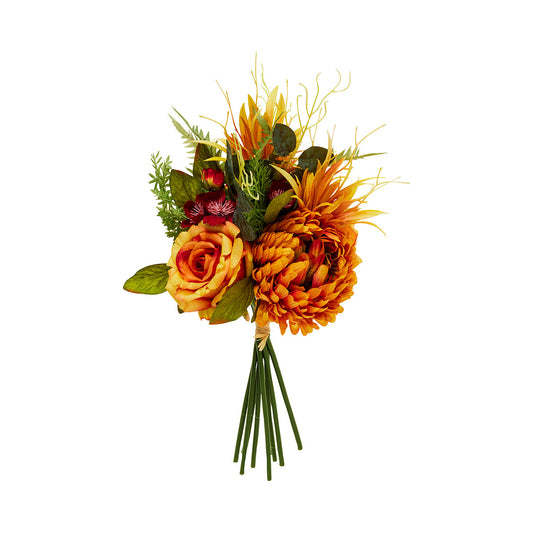 Cottage Faux Floral Bouquet Orange/Purple