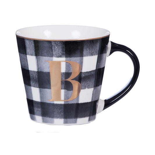 Gingham Mug Monogram BHN 350mL