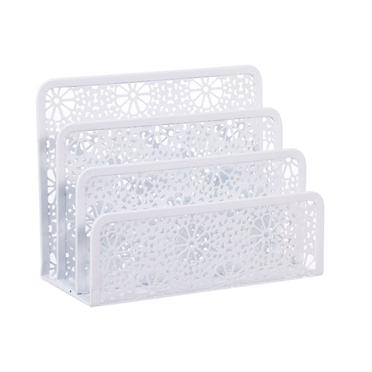 Document Sorter Metal Floral White/Pink