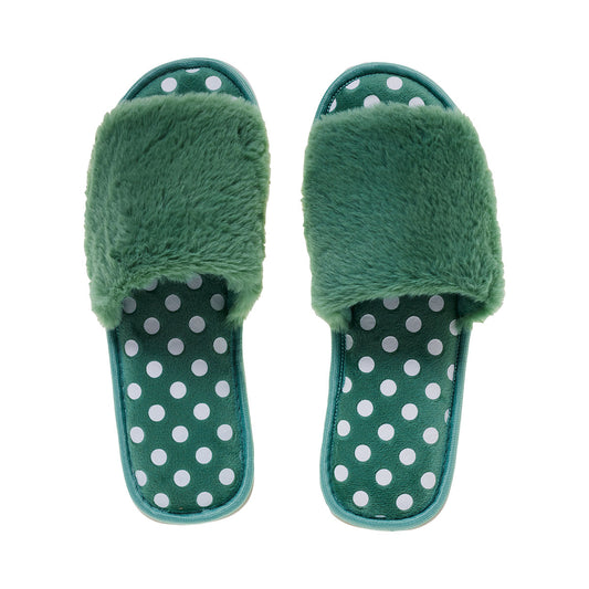 Women's Faux Fur Slides Polka Dot