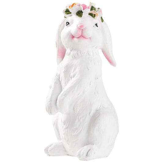 Easter Bunny With Flowers On Head Figure