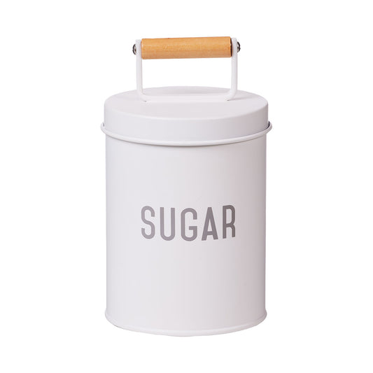 Vintage Enamel Canister Sugar White
