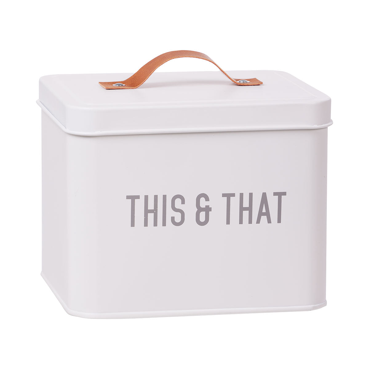 This And That Enamel Storage Tin White