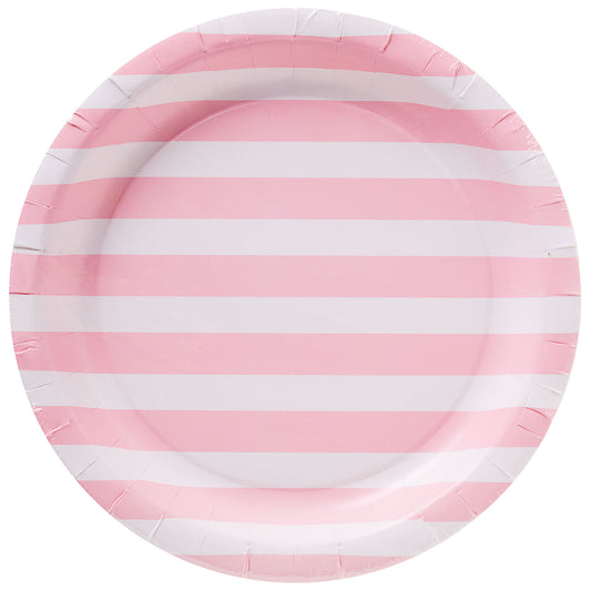 Pink Stripe Plate 23cm 16pk