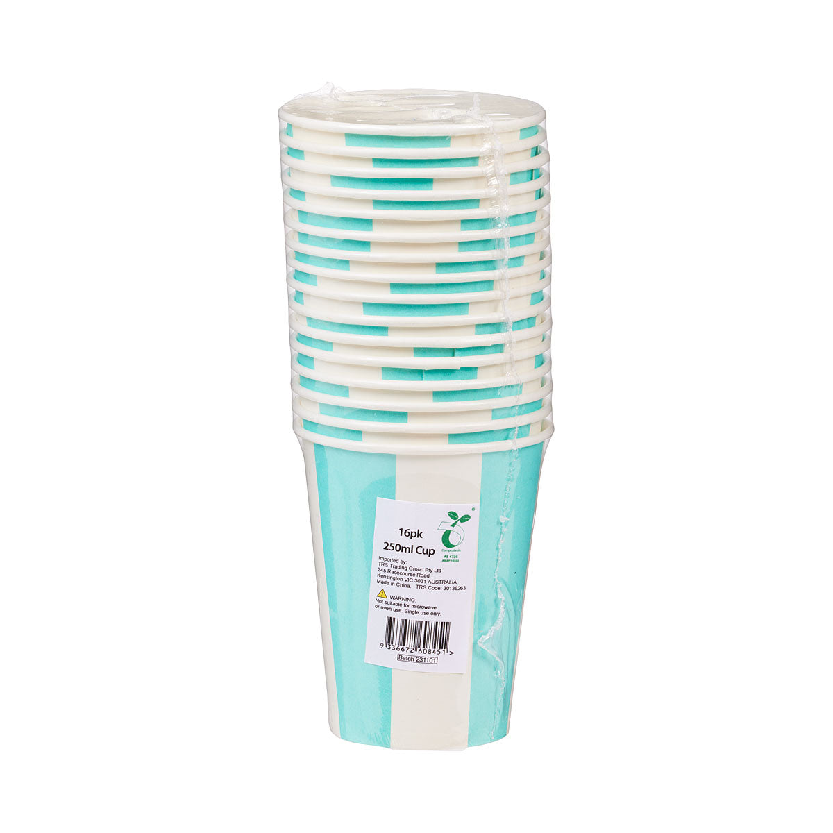 Mint Stripe Cup 250mL 16pk