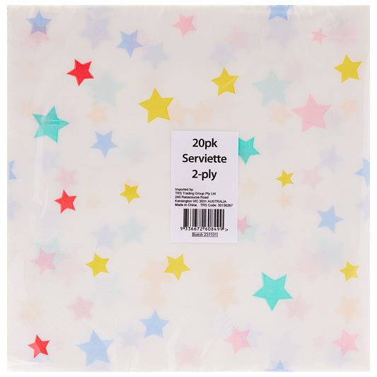 Stars Napkin 2ply 33x33cm 20pk