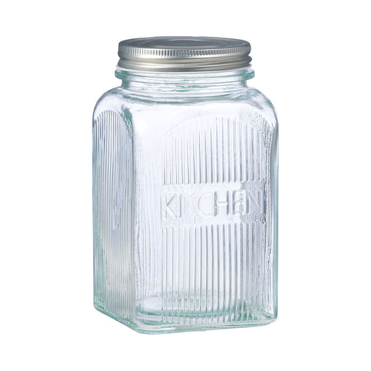Ribbed Glass Storage Jar 1200mL Assorted
