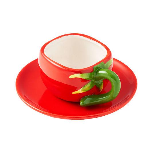 Tomato Tea Cup And Saucer