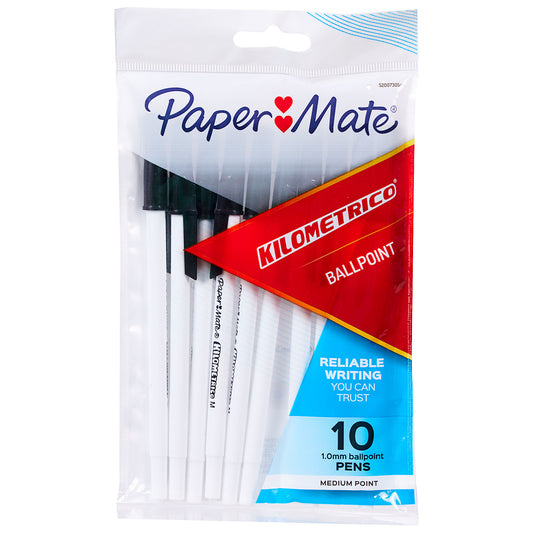 Papermate Kilometrico Pen Black 10pk