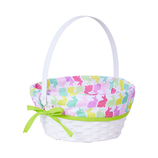 Easter Basket White/Patterned Fabric