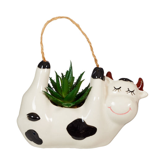 Novelty Faux Succulent Hanging Cow