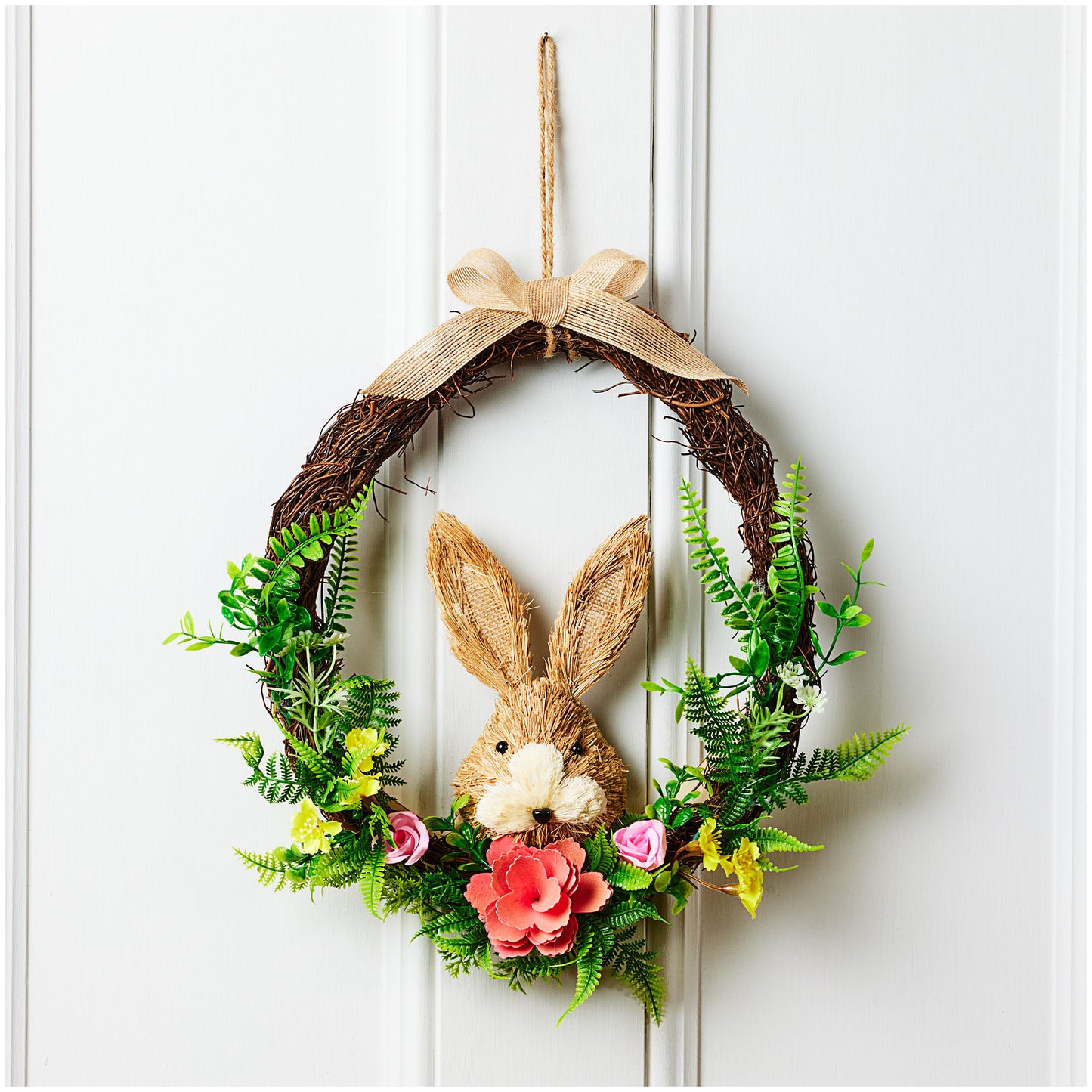 Easter Wreath With Straw Bunny