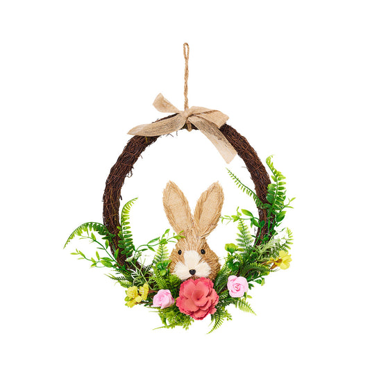 Easter Wreath With Straw Bunny