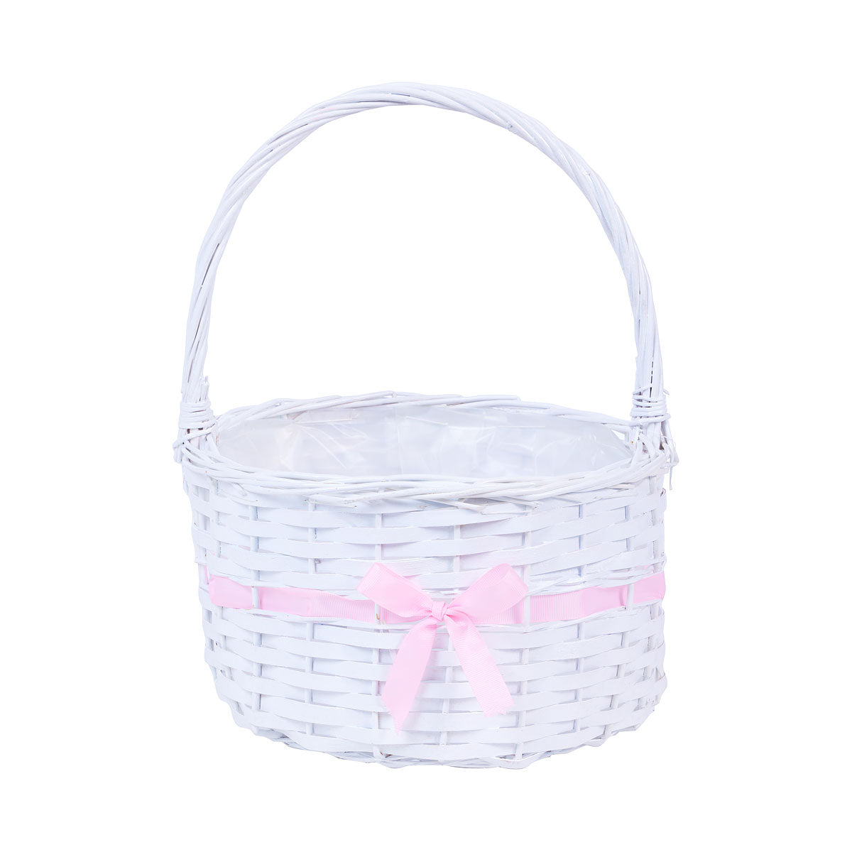 Easter Basket White With Ribbon Large