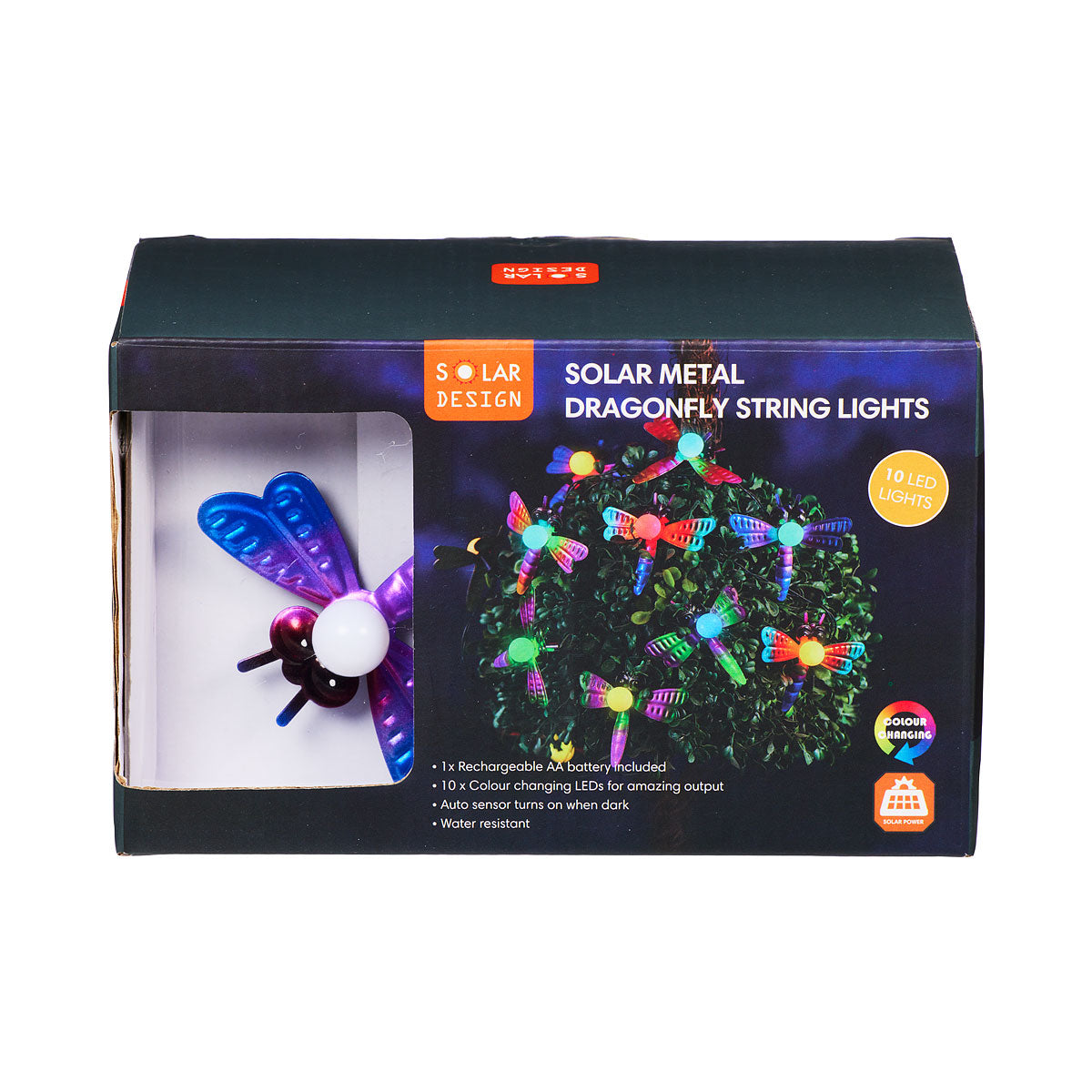 Solar Metal Dragonfly String Lights 10pk