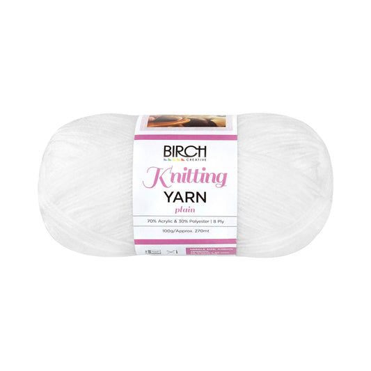 Birch Yarn Plain White 100g