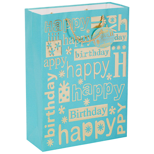 Gift Bag Happy Birthday Aqua XL