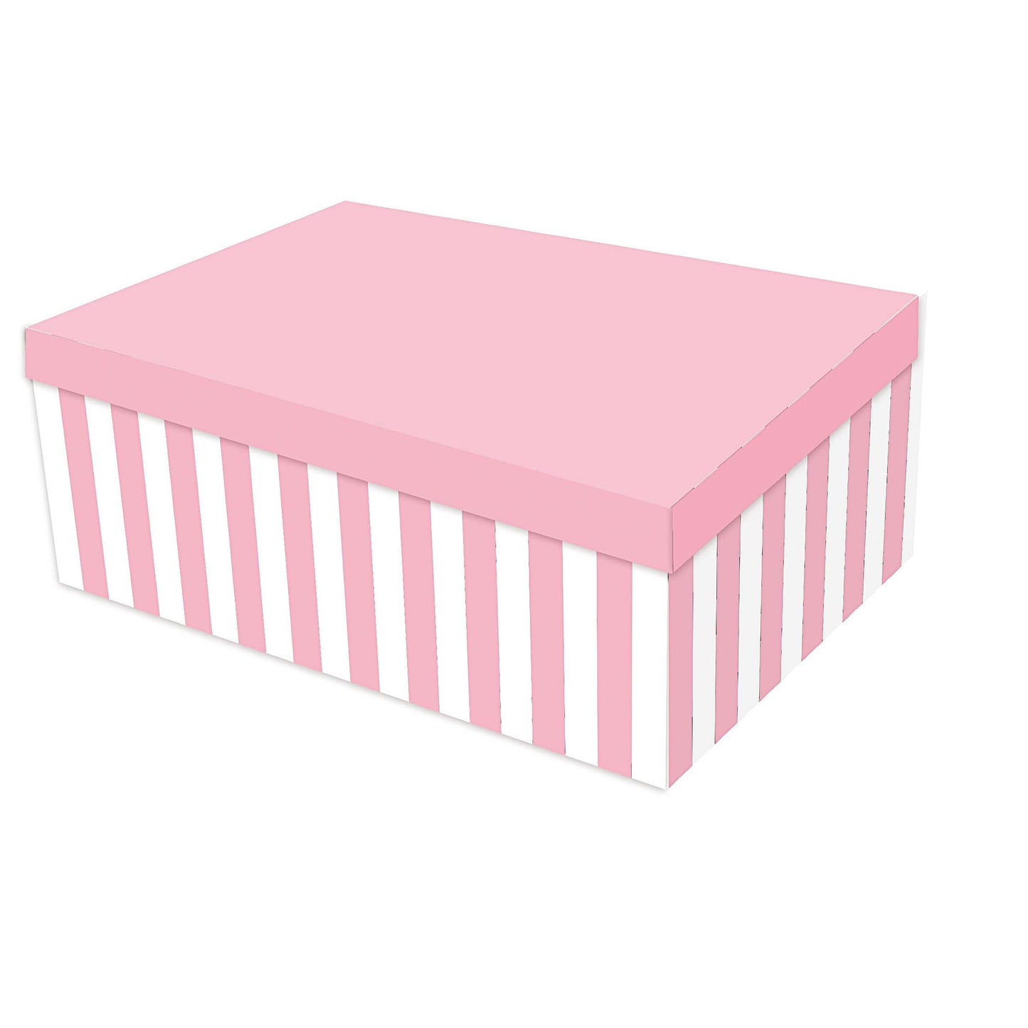 Gift Box Stripe Pink Rectangle 37x28x14cm