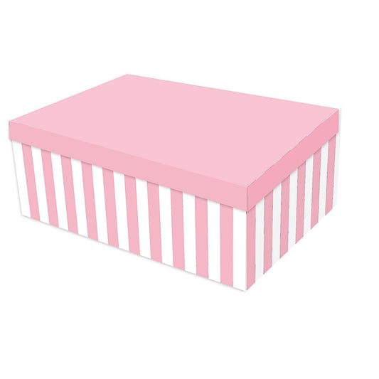 Gift Box Stripe Pink Rectangle 33x24x12.4cm