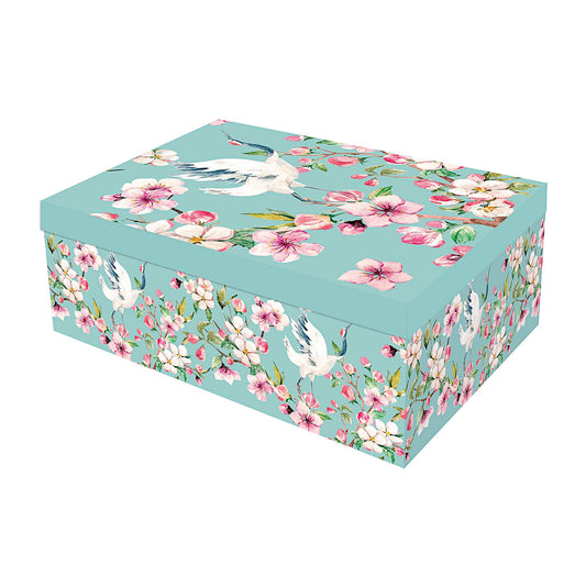 Gift Box Crane Floral Rectangle 29x21x11cm