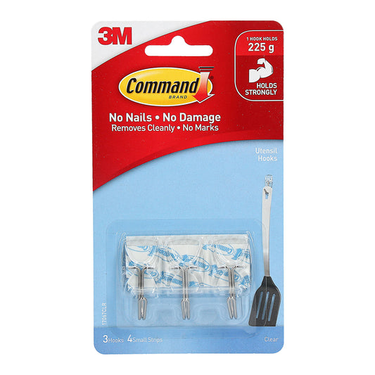 Command Utensil Hooks Clear 3pk