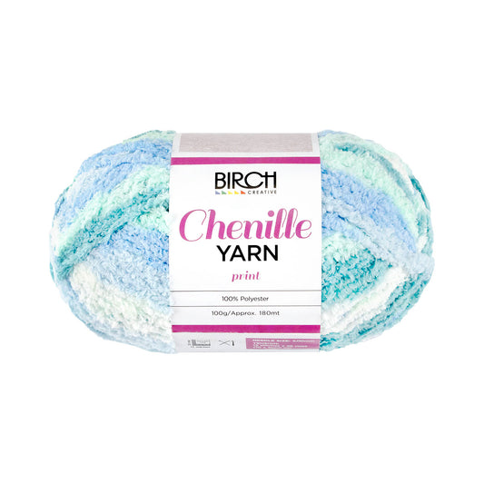 Birch Yarn Chenille Blue Waters 100g