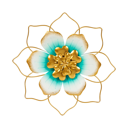 Metal Flower Wall Art Teal/Blue