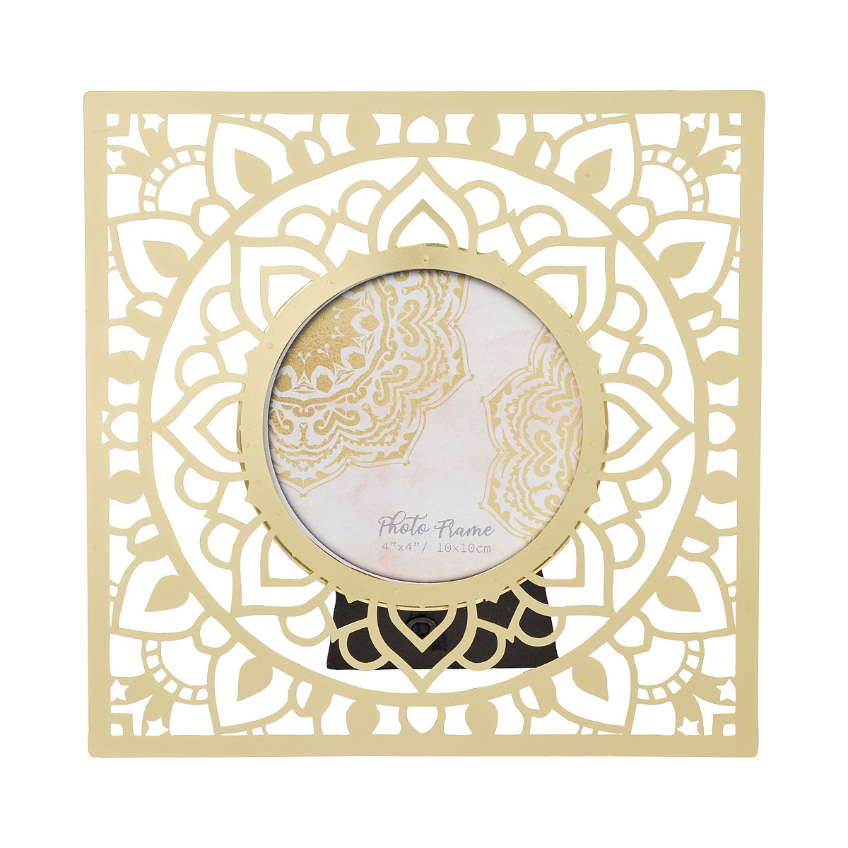 Mandala Metal Photo Frame 4x4" Gold/White