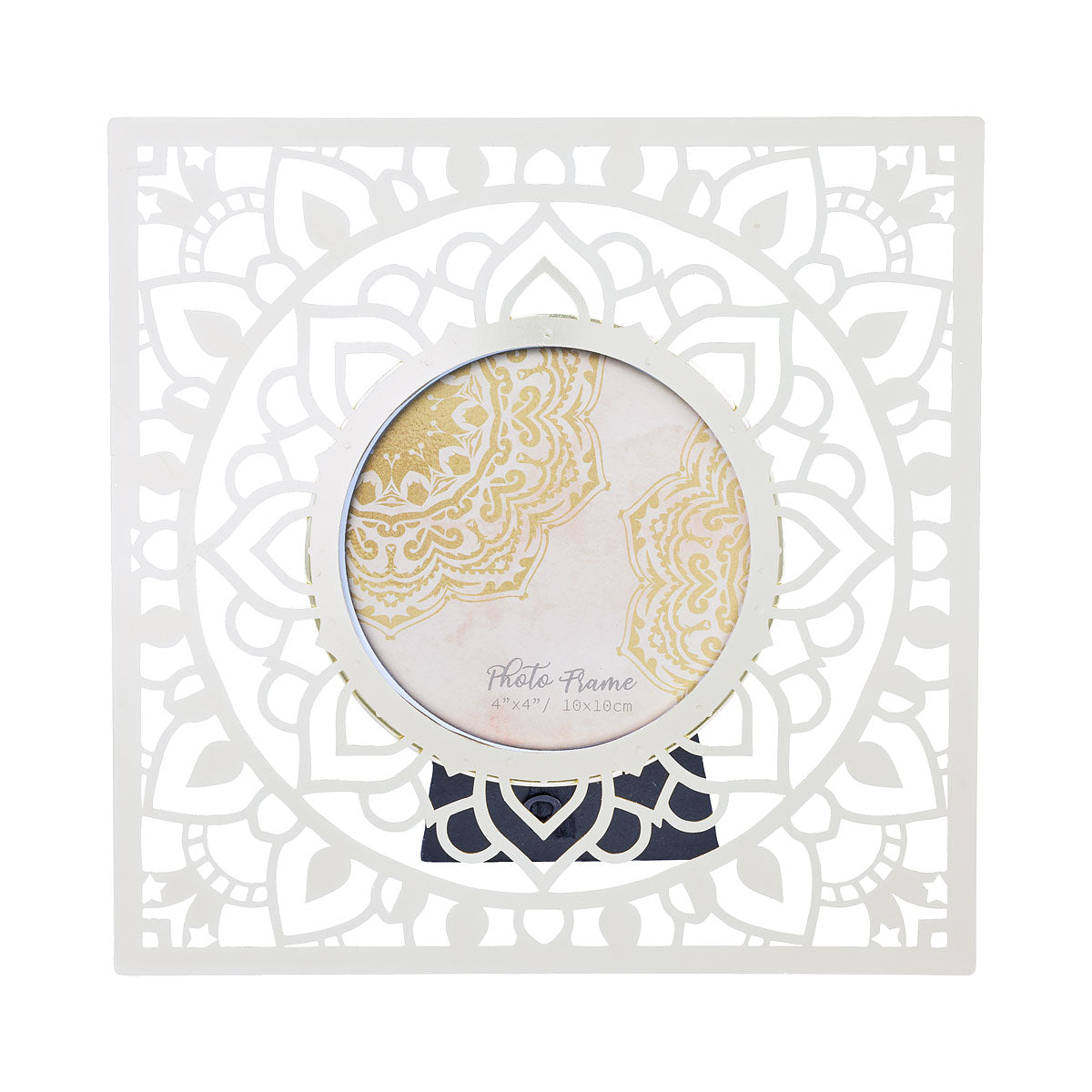 Mandala Metal Photo Frame 4x4" Gold/White