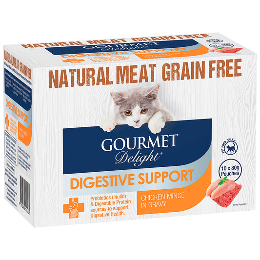 Gourmet Delight Digestive Support Chicken Mince in Gravy 10x80g