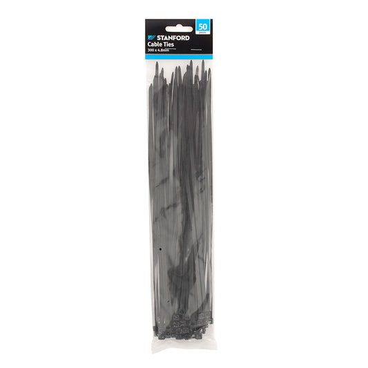 Stanford Cable Ties Black 300x4.8mm 50pk