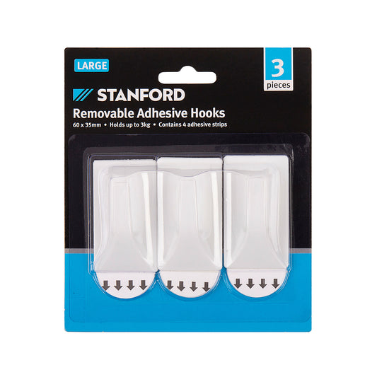 Stanford Removable Plastic Hook Large 3pk